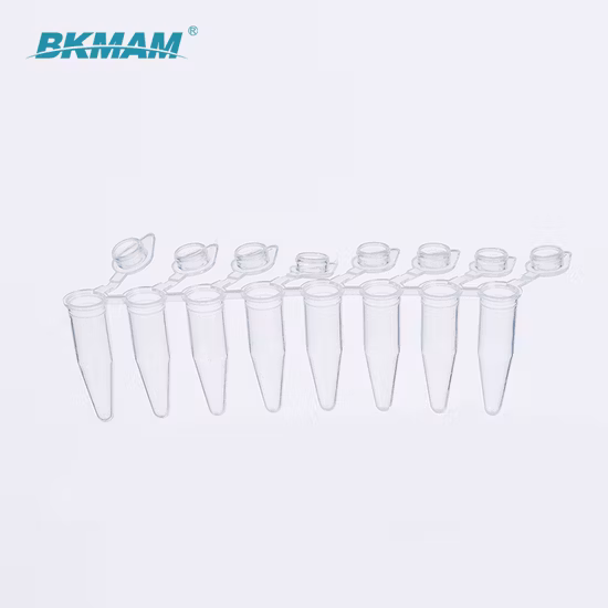 Tubo de plástico de 0,1 ml y 0,2 ml para tubo de tira de PCR estéril desechable de laboratorio de PCR
